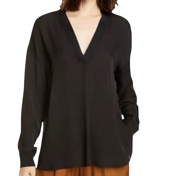 Vince small silk side split curve hem blouse tunic top TLS2 2787 - Picture 1 of 13